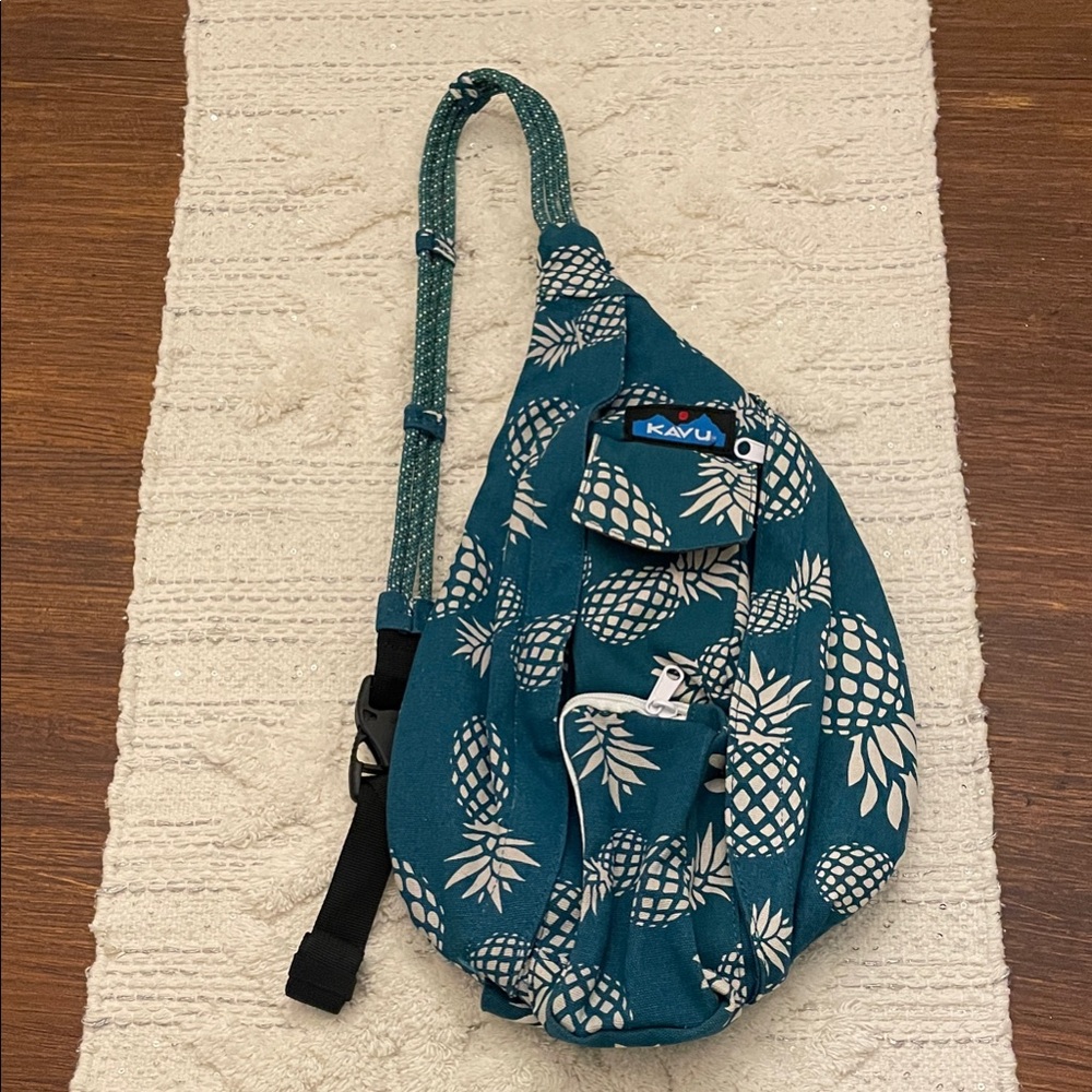 Kavu Blue Pineapple Pattern Boho Beach Ready Sling Bag